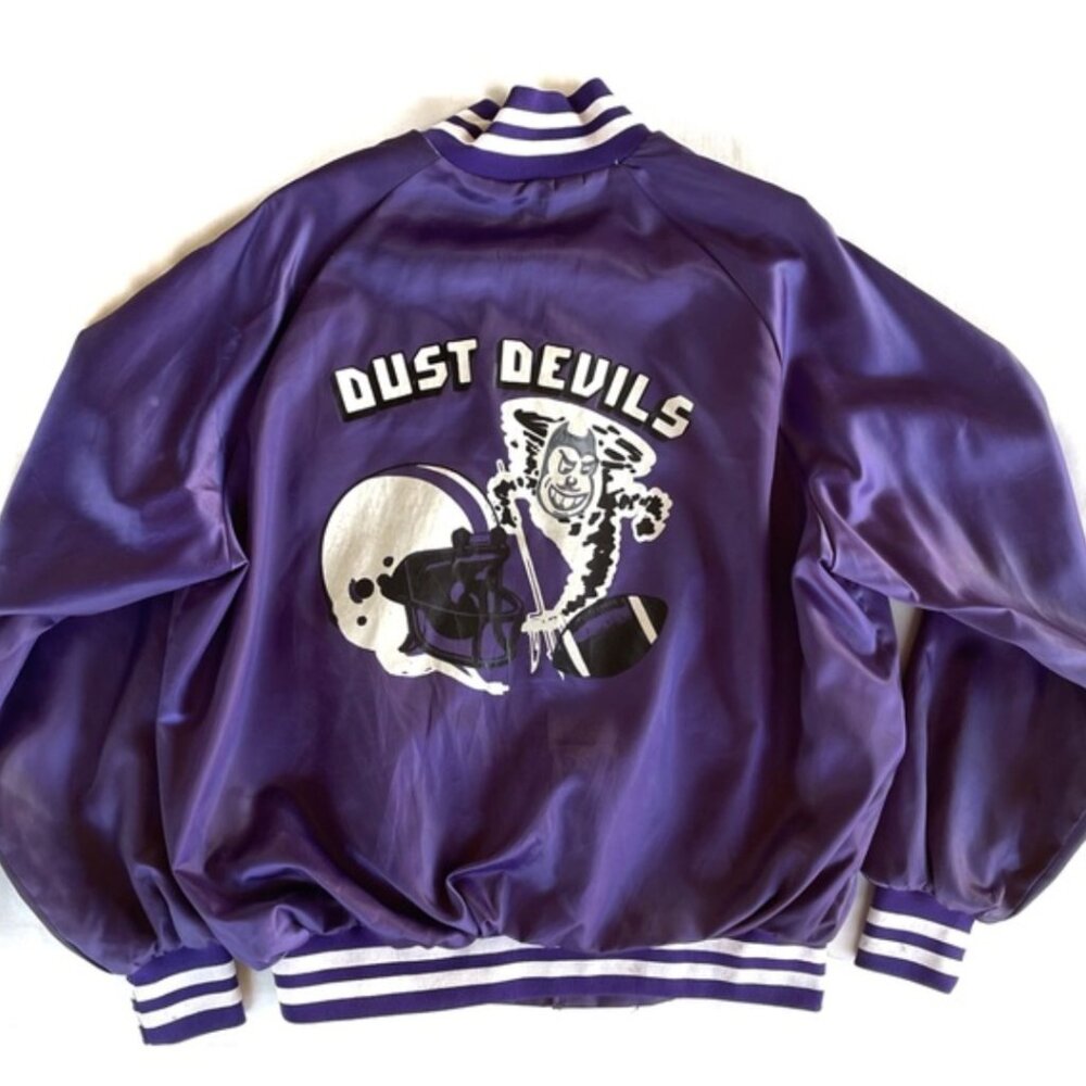 Vintage Football Coach Satin Nylon Snap Jacket Dust Devils